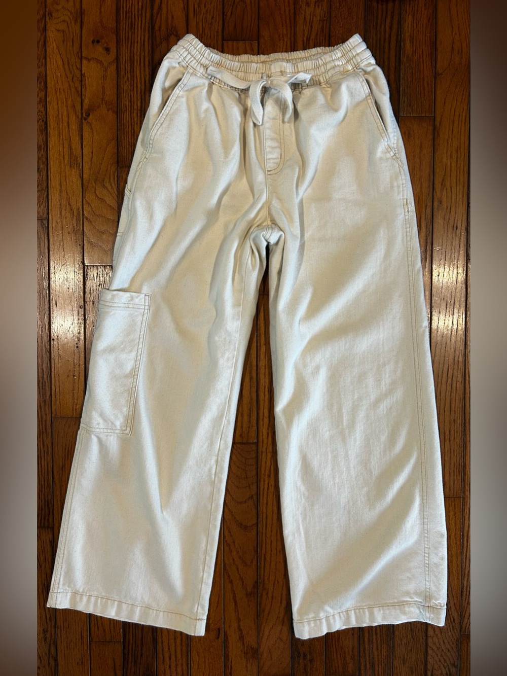 Aerie Cream Wide Leg Utility Cargo Pants Women’s Small Pull On